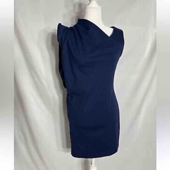 Ted Baker Sz 3 (US 8-10) jersey knit asymmetrical business career sheath dress - Picture 2 of 9